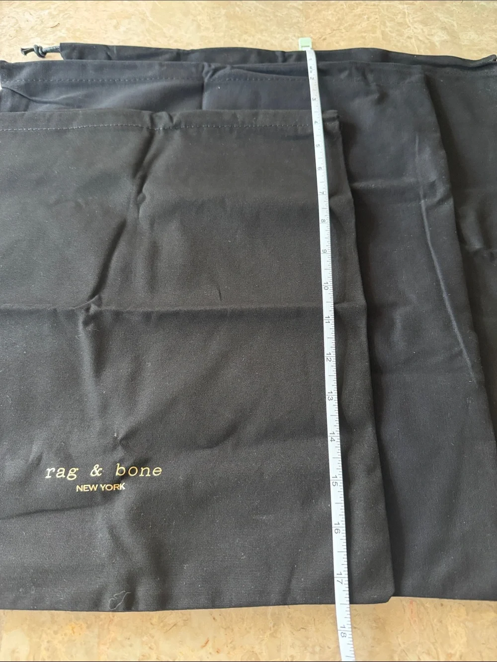 rag & bone Black Drawstring Dust Bag Set of 3